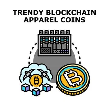 Blockchain technology integrating cryptocurrency mining and financial data Ilustración de archivo