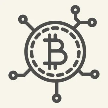 Blockchain technology line icon. Bitcoin communication vector illustration Illustrazione stock
