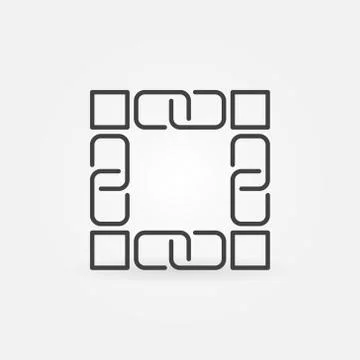 Blockchain technology line icon. Vector block chain concept symb Stock Illustration