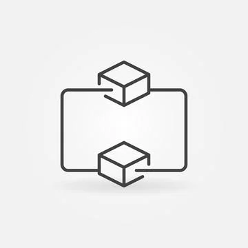 Blockchain Technology linear vector concept icon. Two connected blocks symbol Stock Illustration