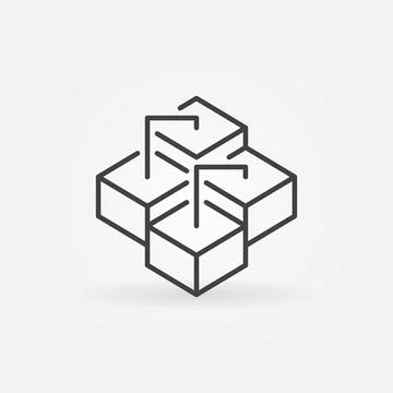 Blockchain Technology linear vector Cube Network Structure concept icon Stock Illustration