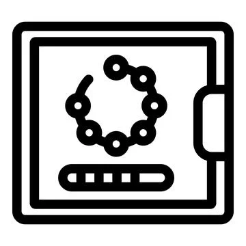 Blockchain technology loading status on tablet screen icon Stock Illustration