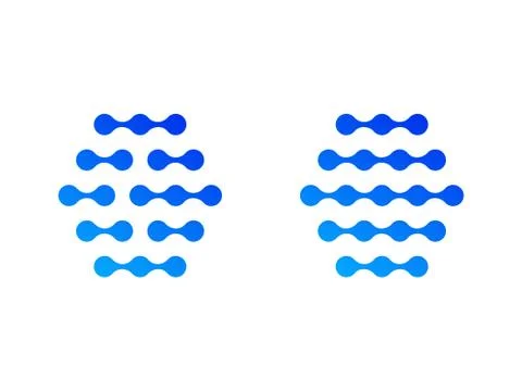 Blockchain technology logo design with hexagonal structure. Blue geometric ic Stock-Illustration