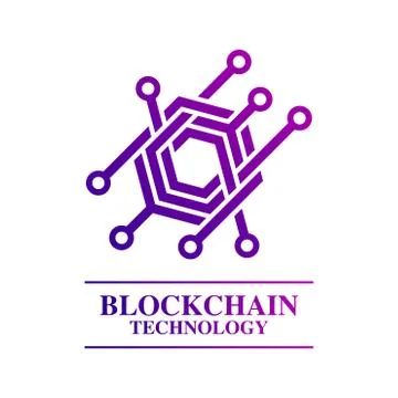 Blockchain technology logo template concept abstract geometric business sign. Illustrazione stock