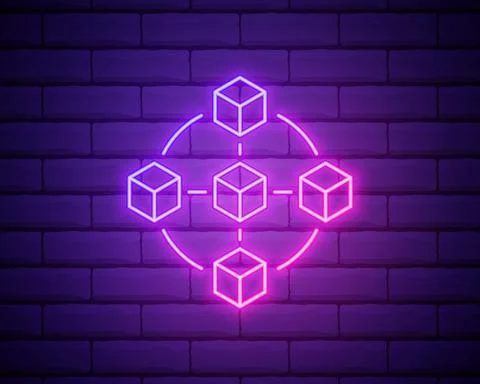 Blockchain technology modern icon. Vector block chain symbol or logo element  Stock Illustration