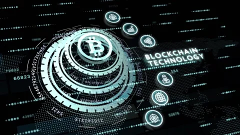 Blockchain technology . Network, e-business and global cryptocurrency blockch Stock Footage 150645603