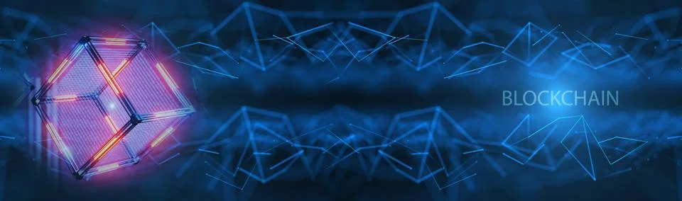 Blockchain technology network structure. Neural networks, machine learning. b Stock Illustration