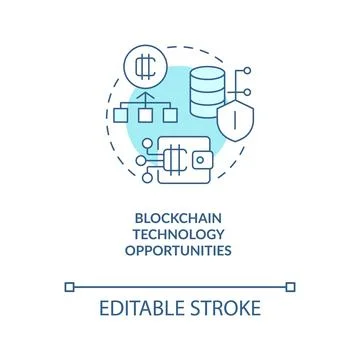 Blockchain technology opportunities turquoise concept icon Stock Illustration