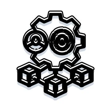 Blockchain technology processing with interconnected data blocks Stock Illustration