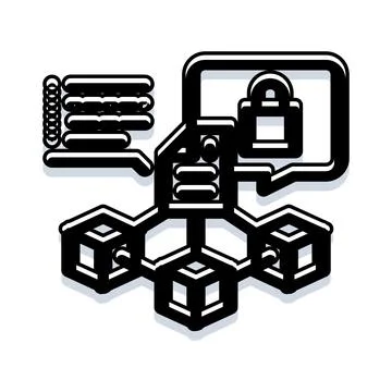Blockchain technology protecting decentralized data and network security Ilustração Stock