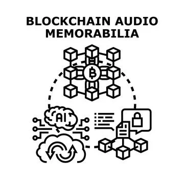 Blockchain technology protecting digital assets and valuable collectibles Stock Illustration