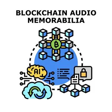 Blockchain technology protecting digital assets and valuable collectibles Stock Illustration