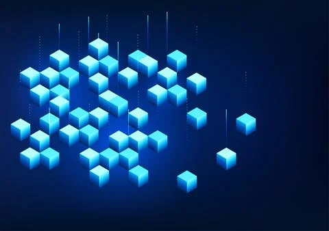 Blockchain technology, a series of square boxes that connect to each other,.. イラスト素材