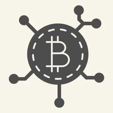Blockchain technology solid icon. Bitcoin communication vector illustration Illustrazione stock