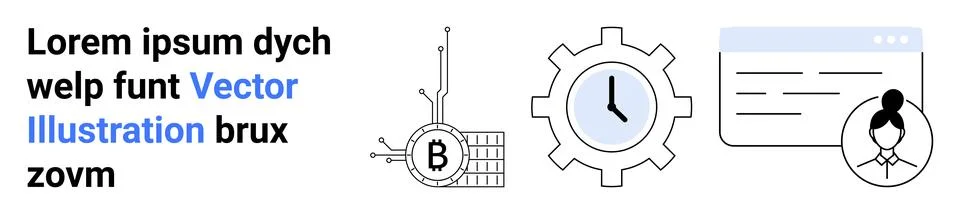 Blockchain Technology, Time Management, and User Interface Concepts for Mod.. Stock Illustration