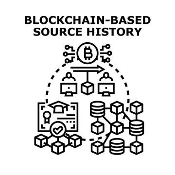 Blockchain technology tracking source history and data verification Stock Illustration