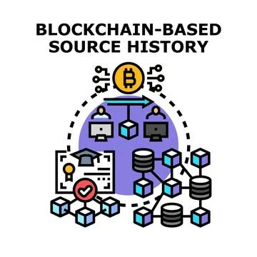 Blockchain technology tracking source history and data verification Stock Illustration