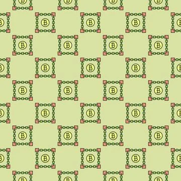 Blockchain Technology vector Bitcoin Cryptocurrency colored seamless pattern Illustrazione stock