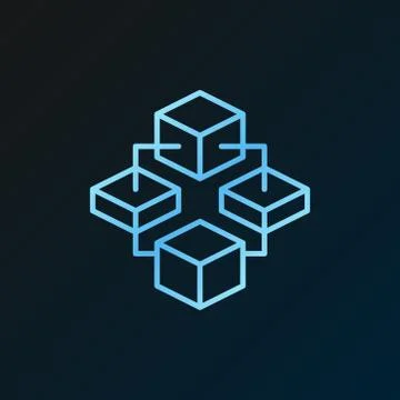 Blockchain technology vector blue line concept icon or sign Stock Illustration