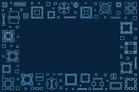 Blockchain Technology vector blue line frame. Vector illustration Stock Illustration