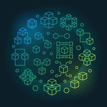Blockchain technology vector colored round illustration 스톡 일러스트