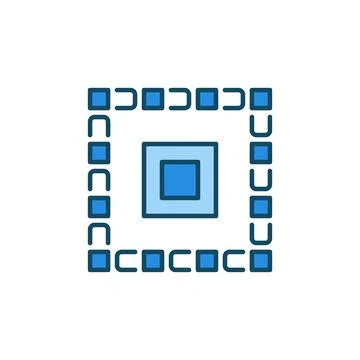 Blockchain Technology vector concept blue square icon Stockillustratie