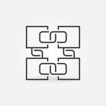 Blockchain Technology vector concept linear icon or sign Stock Illustration