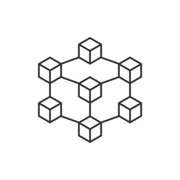 Blockchain technology vector icon in flat style. Cryptography cube block illu Stock Illustration