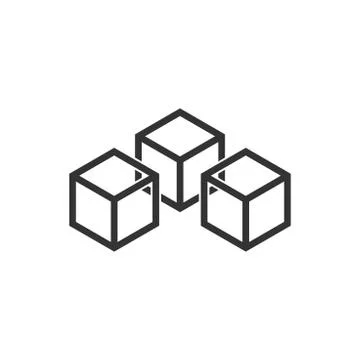 Blockchain technology vector icon in flat style. Cryptography cube block illu Stock Illustration