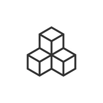 Blockchain technology vector icon in flat style. Cryptography cube block illu Stock Illustration