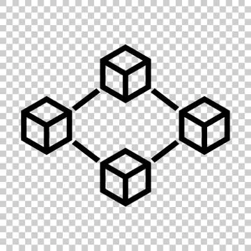 Blockchain technology vector icon in flat style. Cryptography cube block illu Stock Illustration