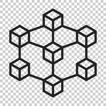 Blockchain technology vector icon in flat style. Cryptography cube block illu Stockillustratie