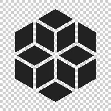Blockchain technology vector icon in flat style. Cryptography cube block illu Stock Illustration