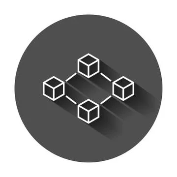 Blockchain technology vector icon in flat style. Cryptography cube block illu Stock Illustration