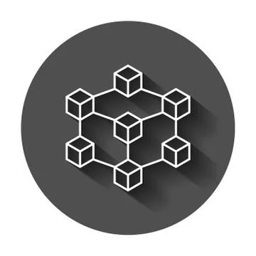 Blockchain technology vector icon in flat style. Cryptography cube block illu Stockillustratie