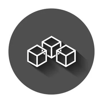 Blockchain technology vector icon in flat style. Cryptography cube block illu Stock Illustration