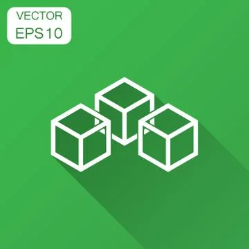 Blockchain technology vector icon in flat style. Cryptography cube block illu Stockillustratie