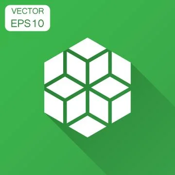 Blockchain technology vector icon in flat style. Cryptography cube block illu Stock Illustration