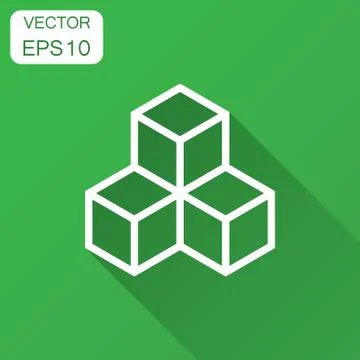 Blockchain technology vector icon in flat style. Cryptography cube block illu Stockillustratie