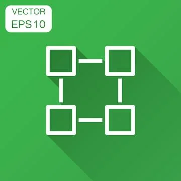 Blockchain technology vector icon in flat style. Cryptography cube block illu Stock Illustration