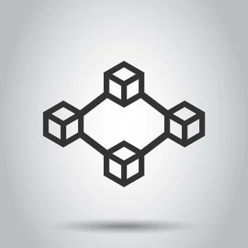 Blockchain technology vector icon in flat style. Cryptography cube block illu Stock Illustration