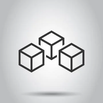 Blockchain technology vector icon in flat style. Cryptography cube block illu Stockillustratie