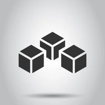 Blockchain technology vector icon in flat style. Cryptography cube block illu Stock Illustration