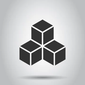 Blockchain technology vector icon in flat style. Cryptography cube block illu Stock Illustration