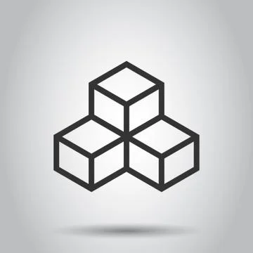 Blockchain technology vector icon in flat style. Cryptography cube block illu Stock Illustration