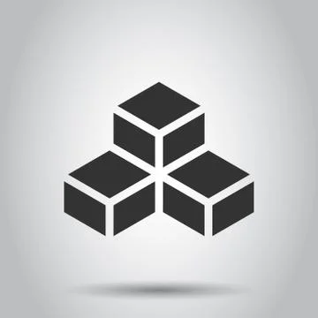 Blockchain technology vector icon in flat style. Cryptography cube block illu Stock Illustration