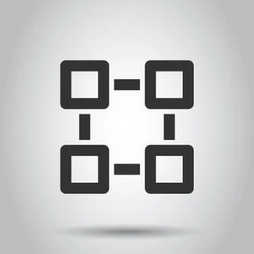 Blockchain technology vector icon in flat style. Cryptography cube block illu Stock Illustration