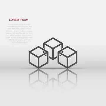 Blockchain technology vector icon in flat style. Cryptography cube block il.. Stock Illustration