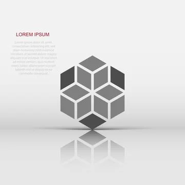 Blockchain technology vector icon in flat style. Cryptography cube block il.. Stock Illustration