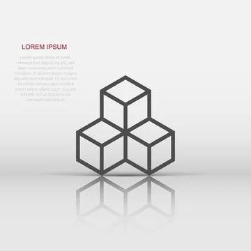 Blockchain technology vector icon in flat style. Cryptography cube block il.. Stock Illustration